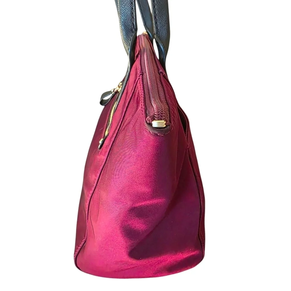 Michael Kors Cranberry Nylon Tote with Black Trim